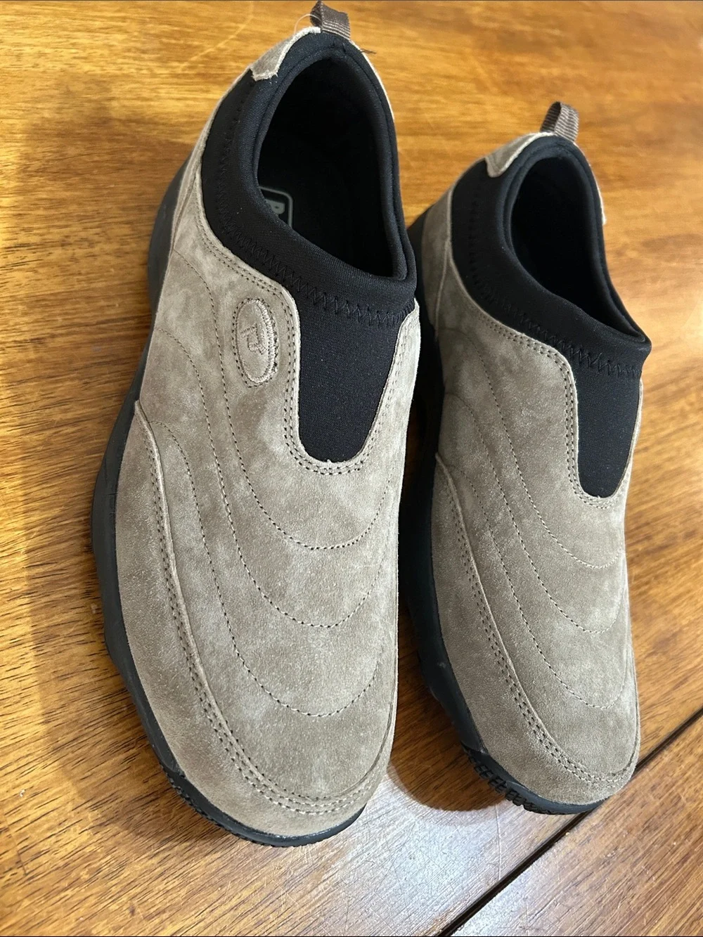 Propet Grey and Black Slip-On Suede Loafers for Men - New